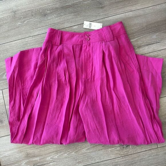 By Anthropologie | Cropped Pleated Trousers Pink Pants - Picture 11 of 11